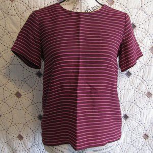 EUC LOFT Lightweight Striped Maroon Petite Blouse